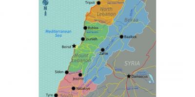 Χάρτης του Λιβάνου τουριστικά